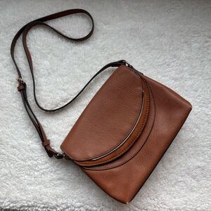 LC Lauren Conrad Brown Crossbody Bag with Curved Zipper